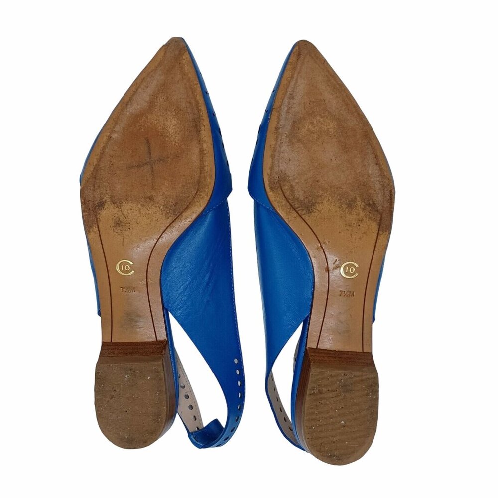 🤩RARE Women's Sandals Shoes Sz 7.5 Leather 10 Crosby Derek Lam Blue Ankle Strap - Picture 9 of 9